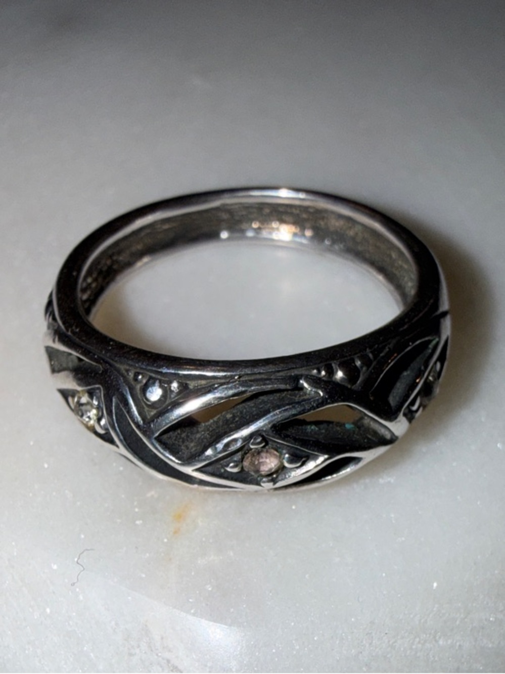 .925 Sterling Silver Floral Band Ring